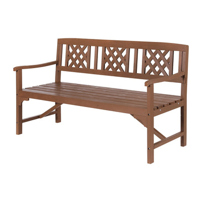 Dealsmate  Outdoor Garden Bench Wooden Chair 3 Seat Patio Furniture Lounge Natural