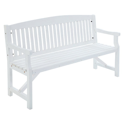 Dealsmate  Wooden Garden Bench Chair Outdoor Furniture Patio Deck 3 Seater White