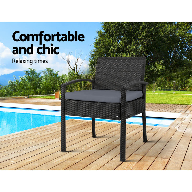 Dealsmate  2PC Outdoor Dining Chairs Patio Furniture Rattan Chair Cushion Felix