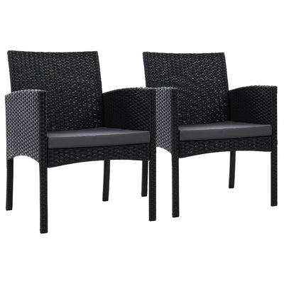 Dealsmate Set of 2 Outdoor Bistro Chairs Patio Furniture Dining Chair Wicker Garden Cushion 