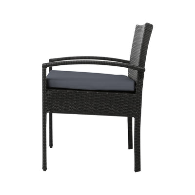 Dealsmate  3PC Bistro Set Outdoor Furniture Rattan Table Chairs Cushion Patio Garden Felix