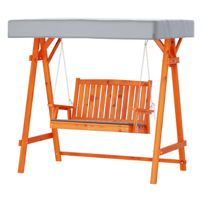 Dealsmate  Swing Chair Wooden Garden Bench Canopy 2 Seater Outdoor Furniture
