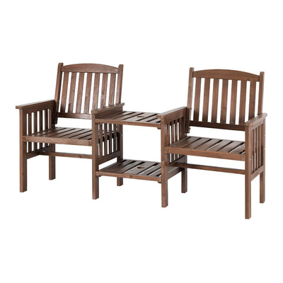 Dealsmate  Garden Bench Chair Table Loveseat Wooden Outdoor Furniture Patio Park Brown