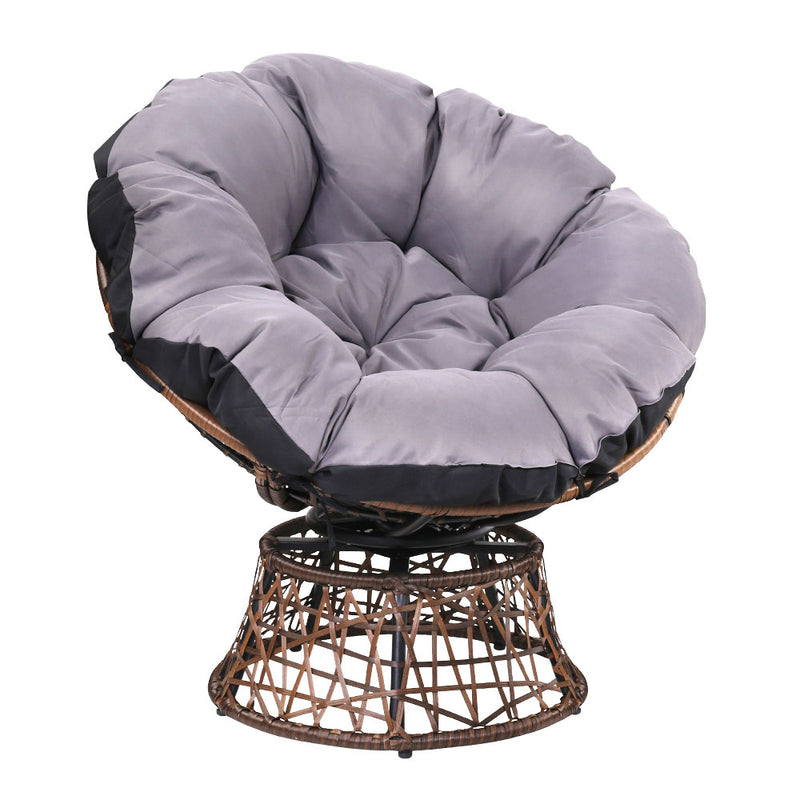 Dealsmate  Outdoor Chairs Outdoor Furniture Papasan Chair Wicker Patio Garden Brown
