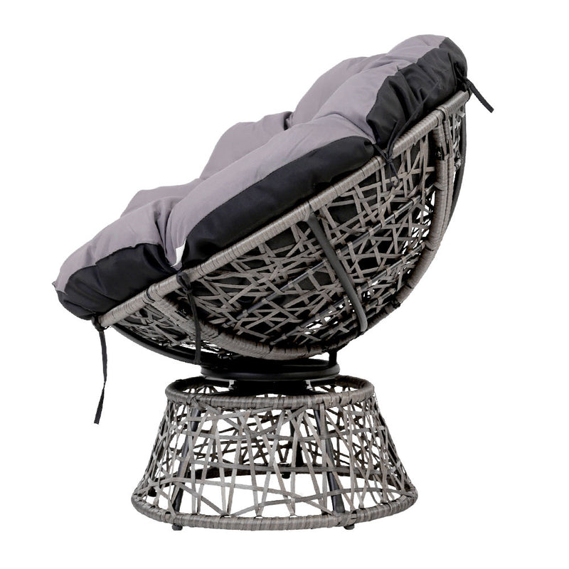 Dealsmate  Outdoor Chairs Outdoor Furniture Papasan Chair Wicker Patio Garden Grey