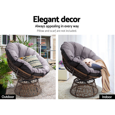 Dealsmate  Outdoor Lounge Setting Furniture Wicker Papasan Chairs Table Patio Brown