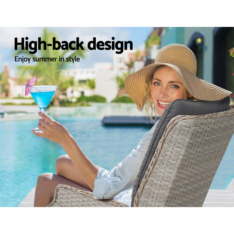 Dealsmate  Recliner Chair Sun lounge Wicker Lounger Outdoor Furniture Patio Adjustable Grey