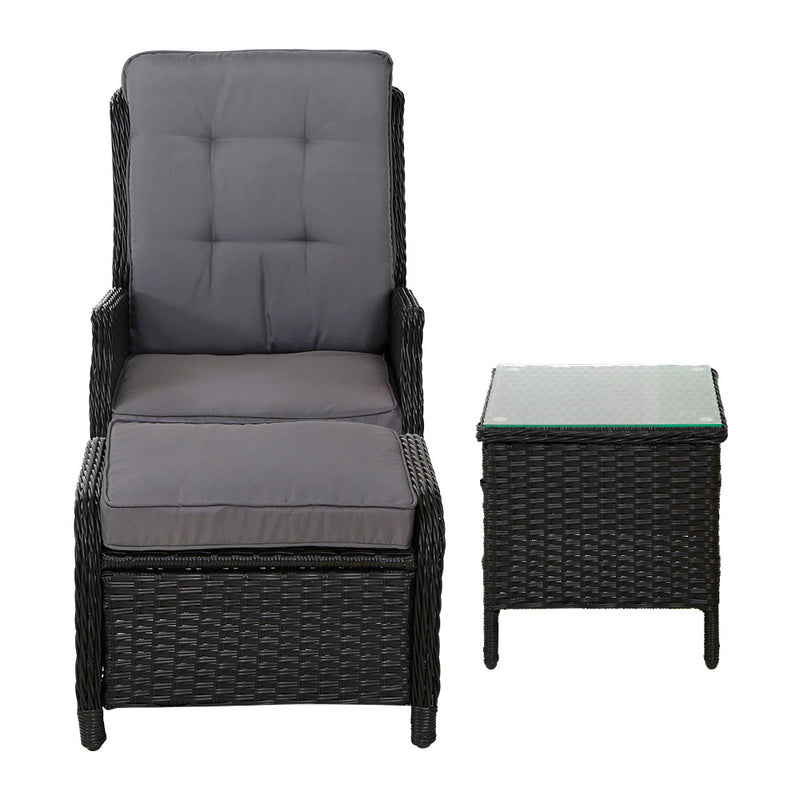 Dealsmate  Recliner Chairs Sun lounge Setting Outdoor Furniture Patio Garden Wicker