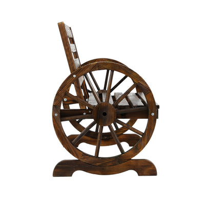 Dealsmate  Wooden Wagon Wheel Bench - Brown