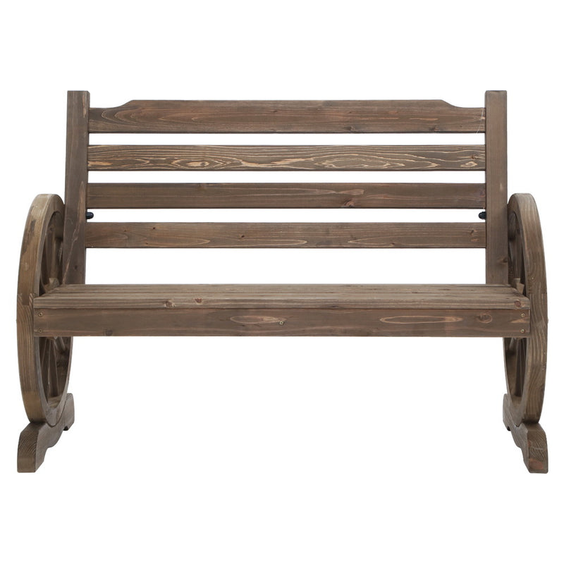 Dealsmate  Outdoor Garden Bench Wooden 2 Seat Wagon Chair Patio Furniture Teak
