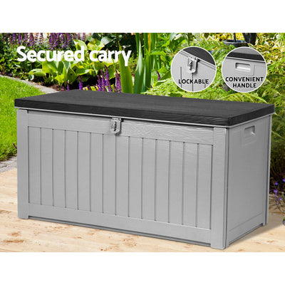 Dealsmate  Outdoor Storage Box 190L Container Lockable Garden Bench Tool Shed Black