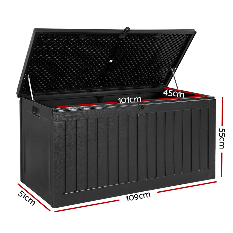 Dealsmate  Outdoor Storage Box 270L Container Lockable Garden Bench Tool Shed Black
