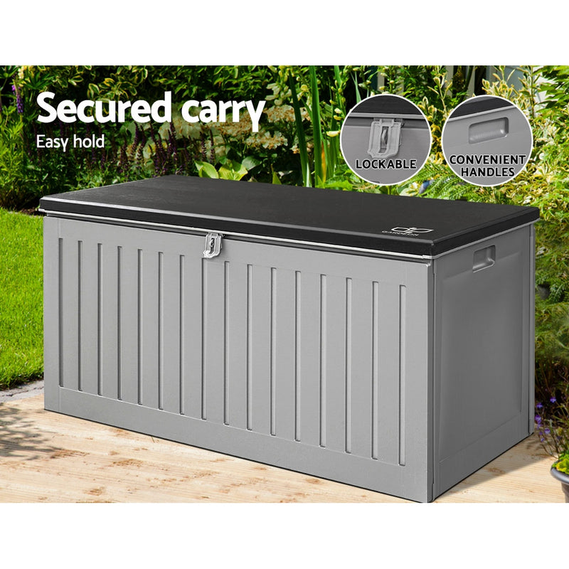Dealsmate  Outdoor Storage Box 270L Container Lockable Garden Bench Tool Shed Grey