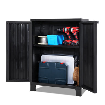 Dealsmate  Outdoor Storage Cabinet Cupboard Lockable Garden Sheds Adjustable Black