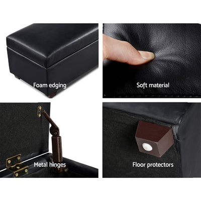 Dealsmate  Storage Ottoman Blanket Box 80cm Leather Black