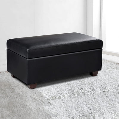 Dealsmate  Storage Ottoman Blanket Box 80cm Leather Black