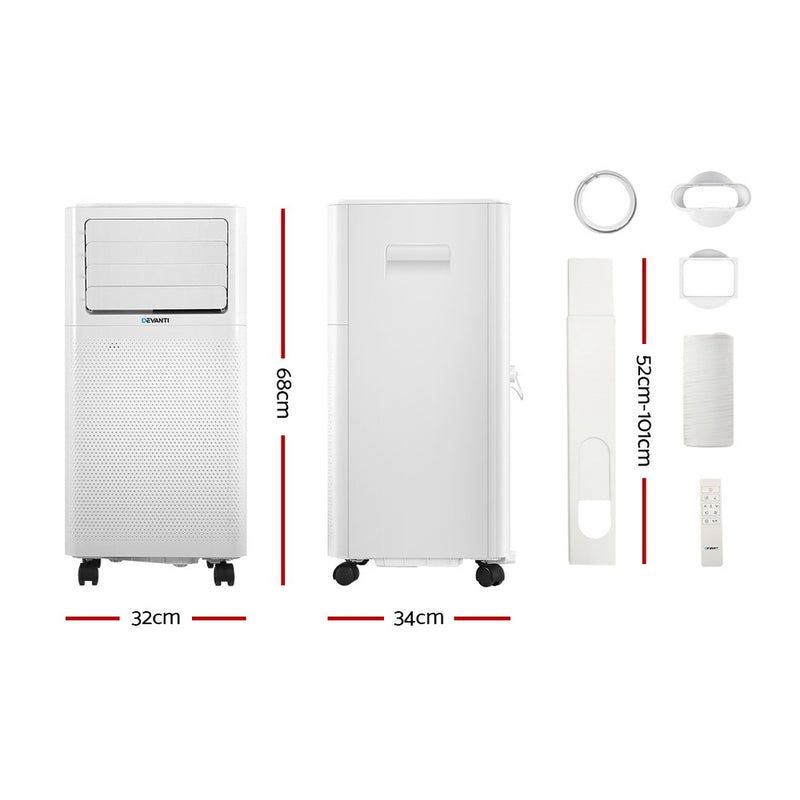 Dealsmate Devanti Portable Air Conditioner Cooling Mobile Fan Cooler Dehumidifier White 2000W