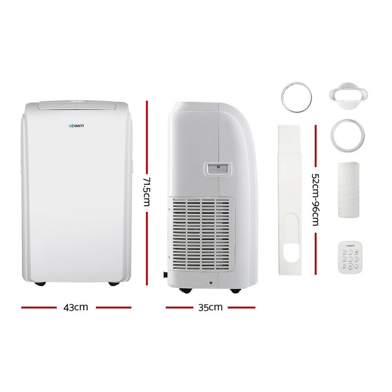 Dealsmate Devanti Portable Air Conditioner Cooling Mobile Fan Cooler Remote Window Kit White 3300W
