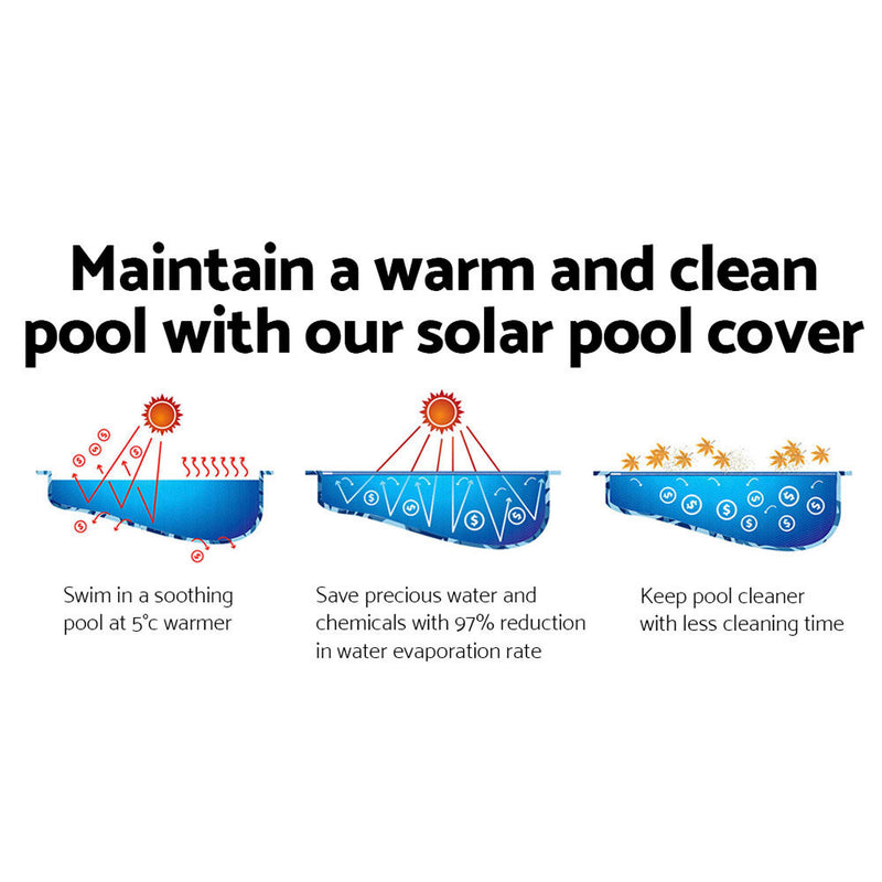 Dealsmate Aquabuddy 10M X 4M Solar Swimming Pool Cover 400 Micron Outdoor Bubble Blanket