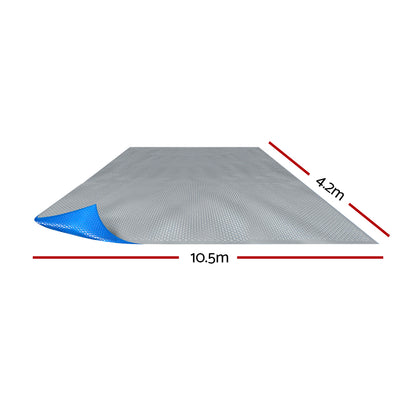 Dealsmate Aquabuddy Pool Cover 500 Micron 10.5x4.2m Swimming Pool Solar Blanket Blue Silver