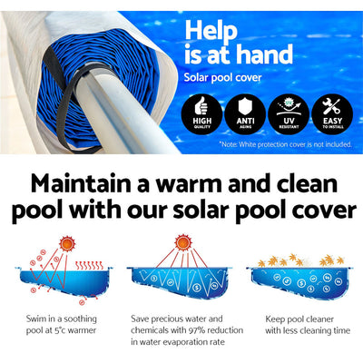 Dealsmate Aquabuddy Solar Pool Cover Covers Roller Blanket 400 Micron Swimming Bubble