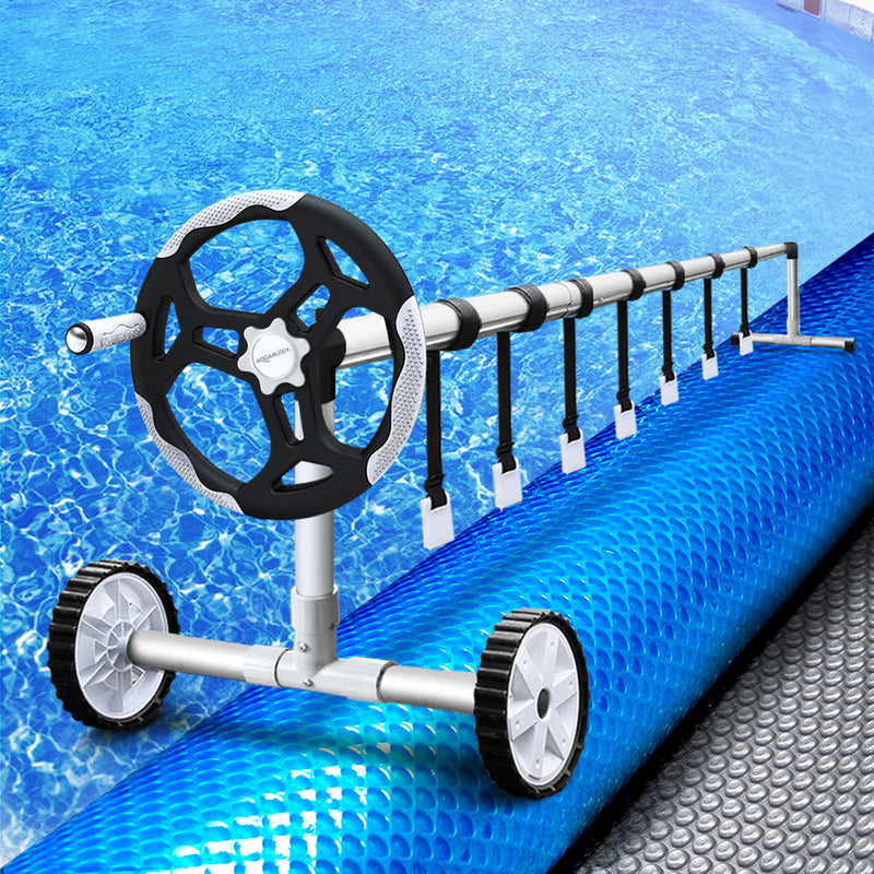 Dealsmate Aquabuddy Pool Cover 400 Micron 8x4.2m Swimming Pool Solar Blanket 5.5m Roller