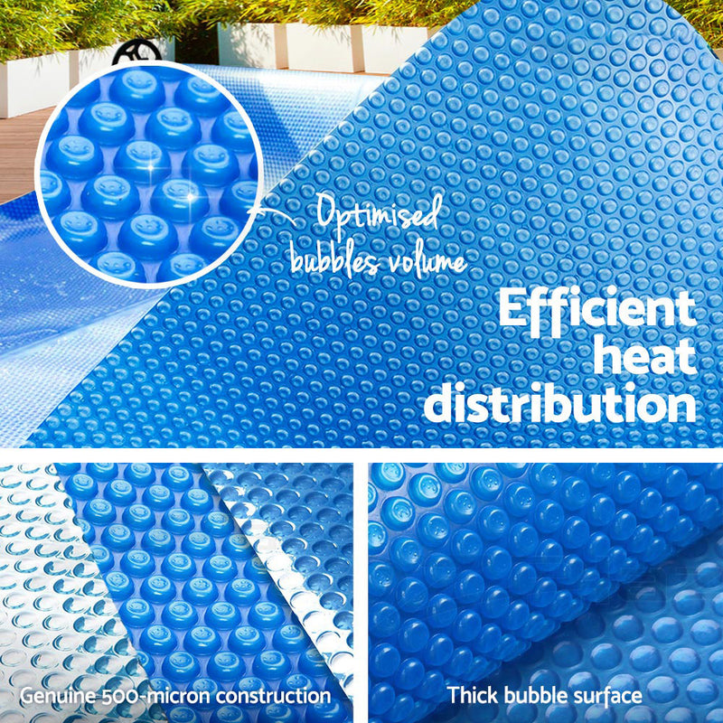 Dealsmate Aquabuddy Pool Cover 8x4.2m 400 Micron Swimming Pool Solar Blanket Blue
