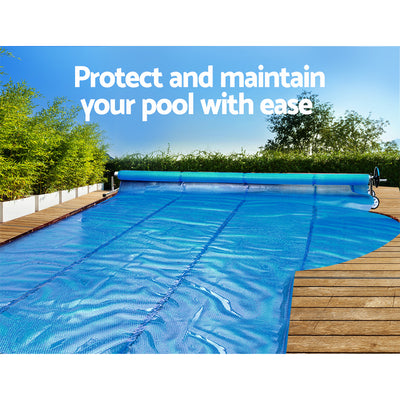 Dealsmate Aquabuddy Swimming Pool Cover Roller Reel Adjustable Solar Thermal Blanket Blue