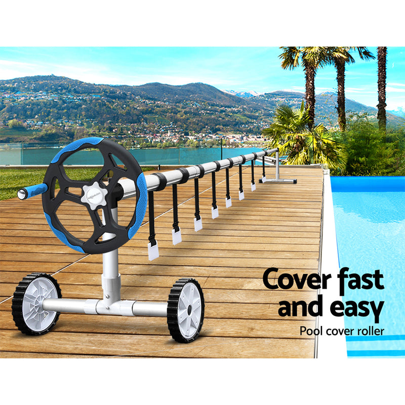 Dealsmate Aquabuddy Swimming Pool Cover Roller Reel Adjustable Solar Thermal Blanket Blue