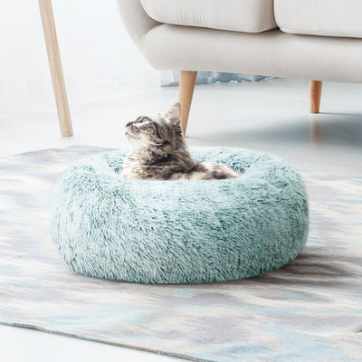 Dealsmate  Pet bed Dog Cat Calming Pet bed Small 60cm Teal Sleeping Comfy Cave Washable