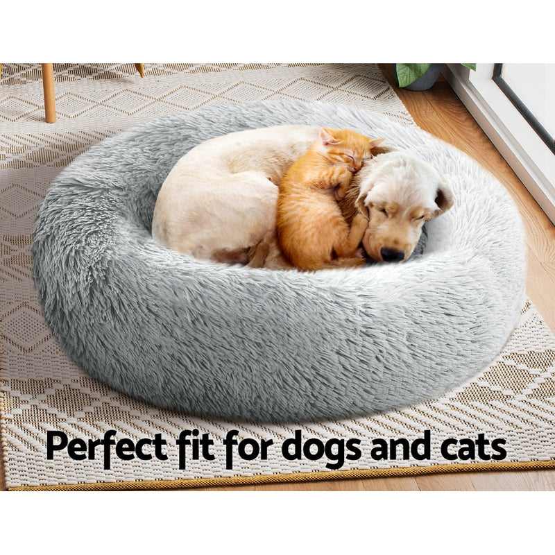 Dealsmate  Pet bed Dog Cat Calming Pet bed Medium 75cm Light Grey Sleeping Comfy Cave Washable
