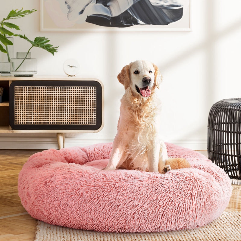 Dealsmate  Pet Bed Dog Cat 90cm Large Calming Soft Plush Pink