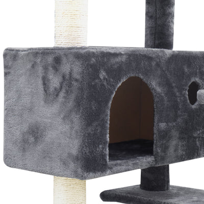 Dealsmate  Cat Tree 134cm Trees Scratching Post Scratcher Tower Condo House Furniture Wood Grey