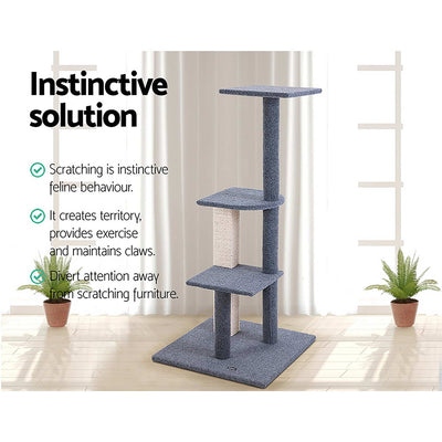 Dealsmate  Cat Tree 124cm Scratching Post Tower Scratcher Trees Wood Condo Board