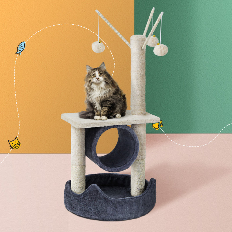 Dealsmate  Cat Tree 76cm Scratching Post Tower Scratcher Condo House Hanging toys