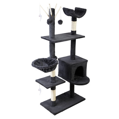 Dealsmate  Cat Tree 140cm Tower Scratching Post Scratcher Trees Toys Condo Bed Grey