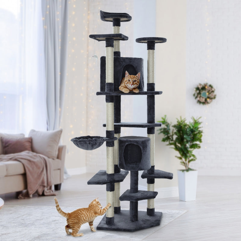 Dealsmate  Cat Tree 203cm Trees Scratching Post Scratcher Tower Condo House Furniture Wood