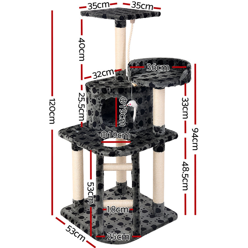 Dealsmate  Cat Tree 120cm Tower Scratching Post Scratcher Trees Bed Wood Condo Toys Bed