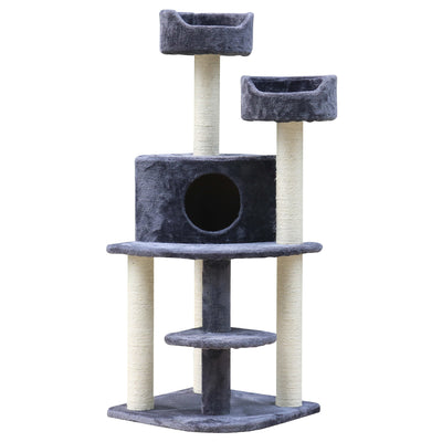 Dealsmate  Cat Tree Trees Scratching Post Scratcher Tower Condo House Grey 126cm