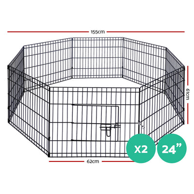 Dealsmate  Pet Dog Playpen 2X24 8 Panel Puppy Exercise Cage Enclosure Fence
