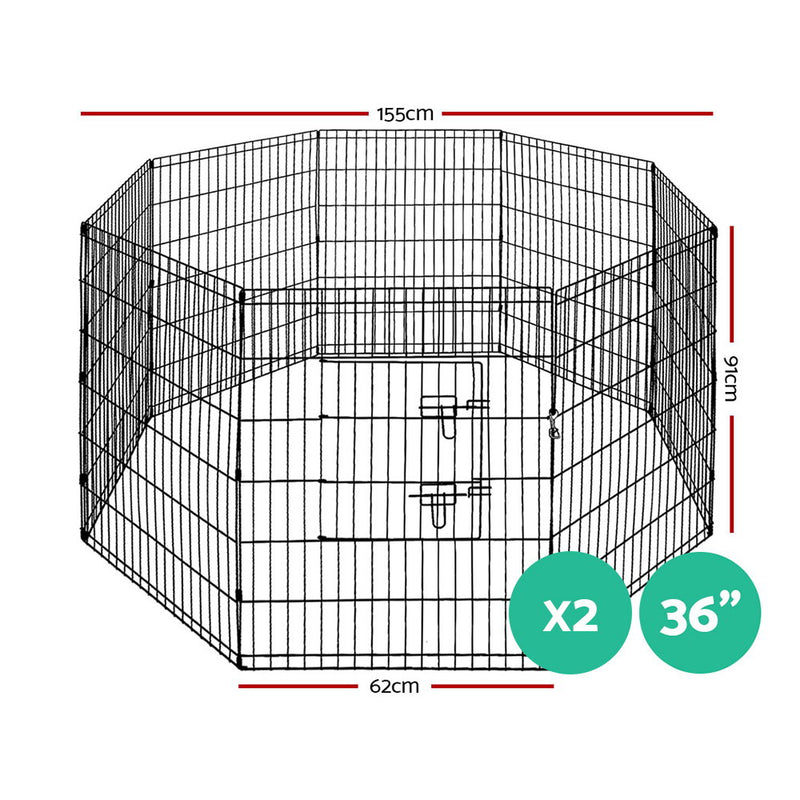 Dealsmate  Pet Playpen Dog Playpen 2X36 8 Panel Exercise Cage Enclosure Fence