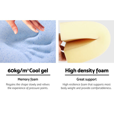Dealsmate Giselle Bedding 2X Memory Foam Wedge Pillow Neck Back Support with Cover Waterproof Blue