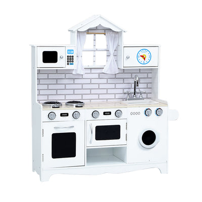 Dealsmate Keezi Kids Kitchen Set Pretend Play Food Sets Childrens Utensils Toys White