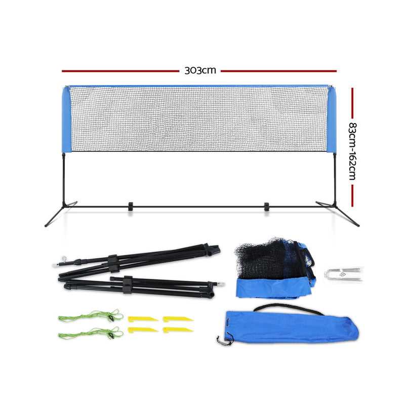 Dealsmate  3m Badminton Tennis Net Portable Volleyball Kit Adjustable Height