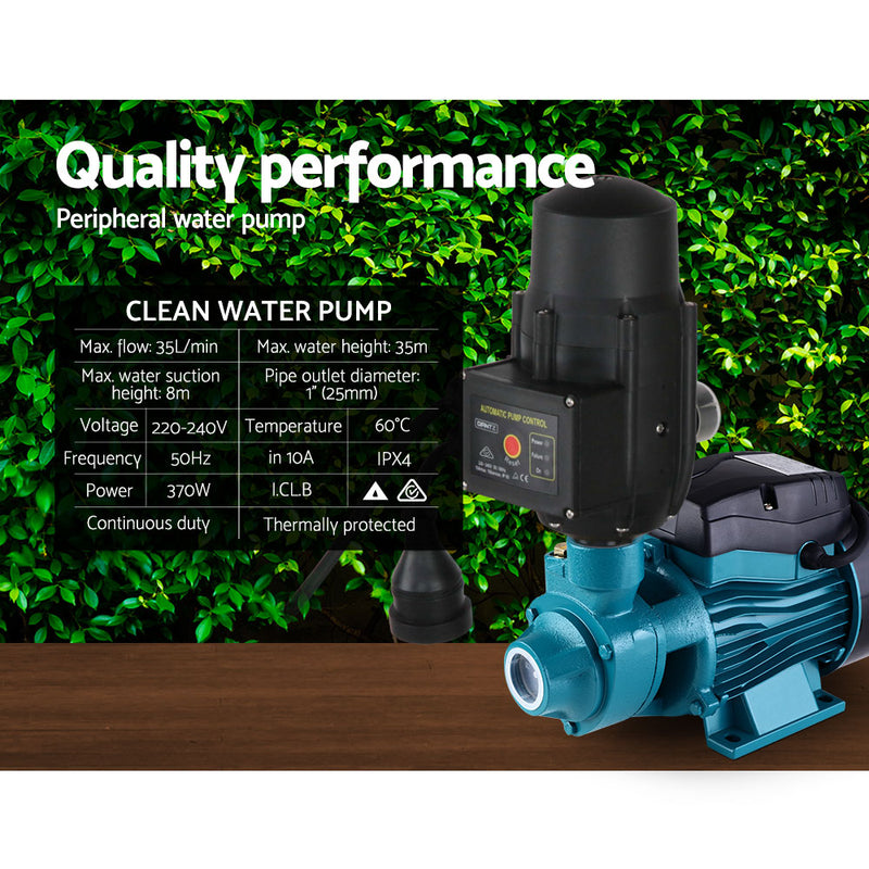 Dealsmate  Peripheral Water Pump Garden Boiler Car Wash Auto Irrigation QB60 Black