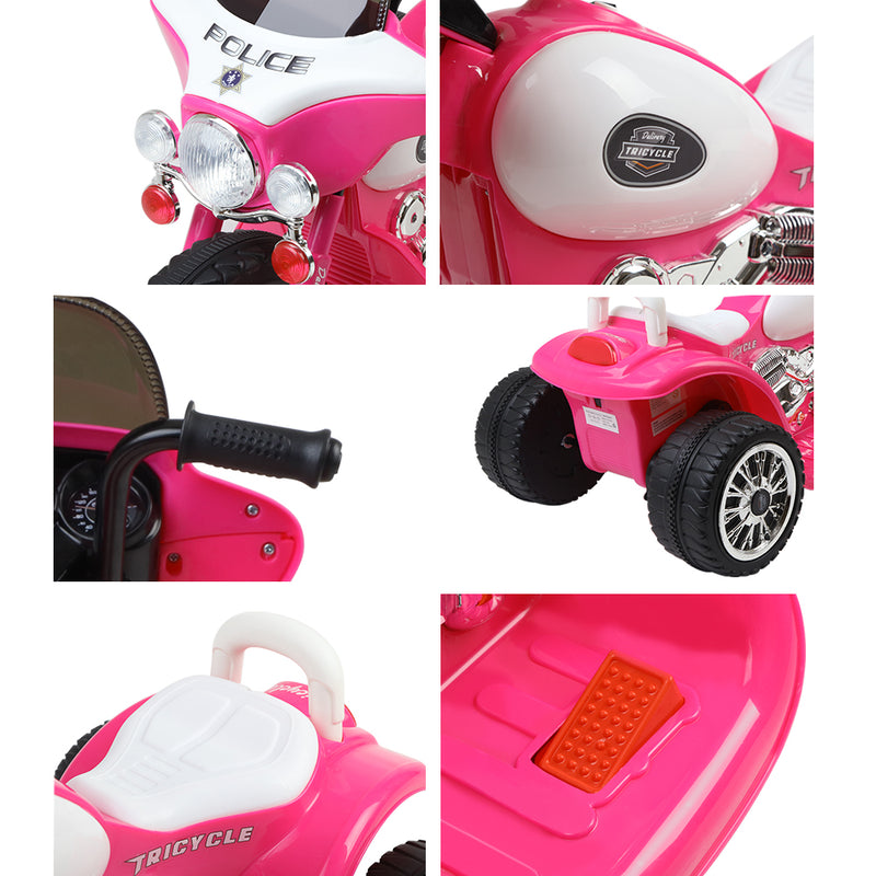Dealsmate  Kids Electric Ride On Patrol Police Car Harley-Inspired 6V Pink