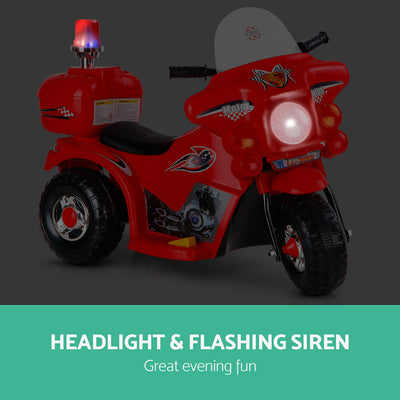 Dealsmate  Kids Electric Ride On Police Motorcycle Motorbike 6V Battery Red