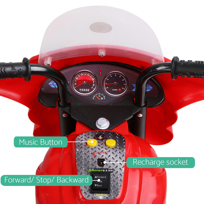 Dealsmate  Kids Electric Ride On Police Motorcycle Motorbike 6V Battery Red