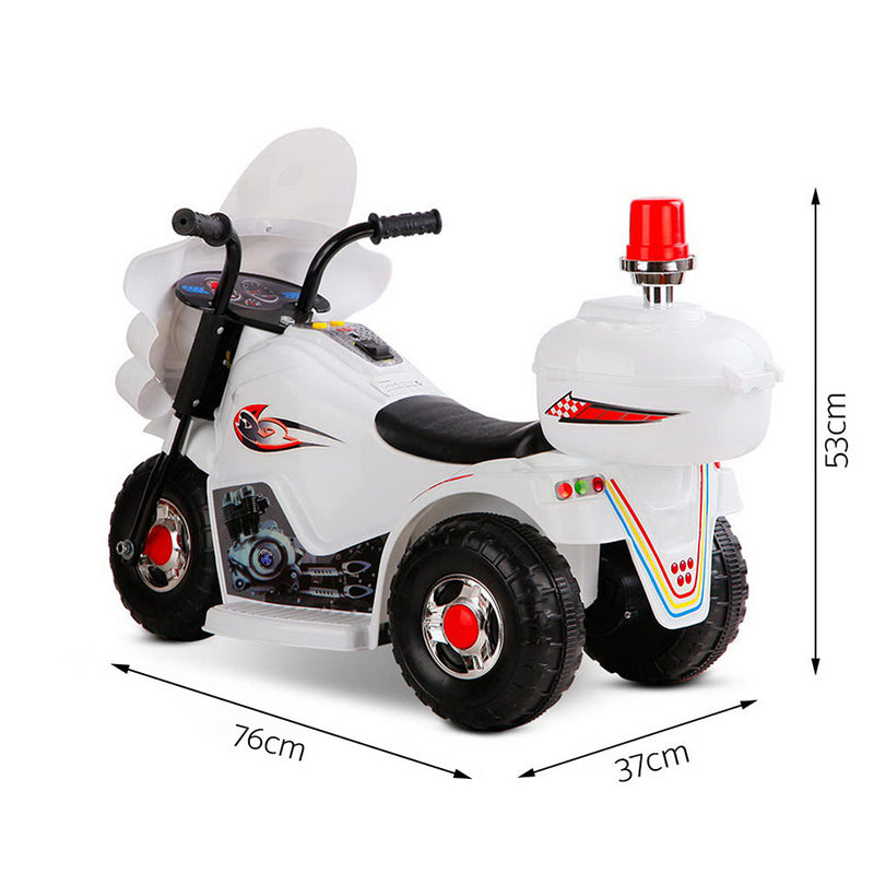Dealsmate  Kids Electric Ride On Police Motorcycle Motorbike 6V Battery White