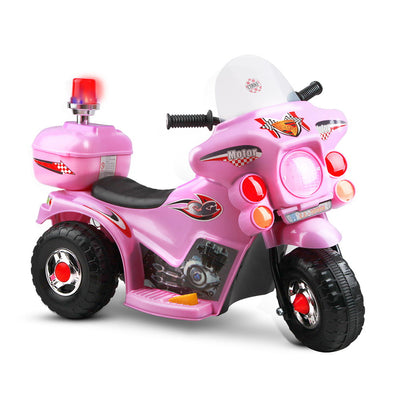Dealsmate  Kids Electric Ride On Police Motorcycle Motorbike 6V Battery Pink